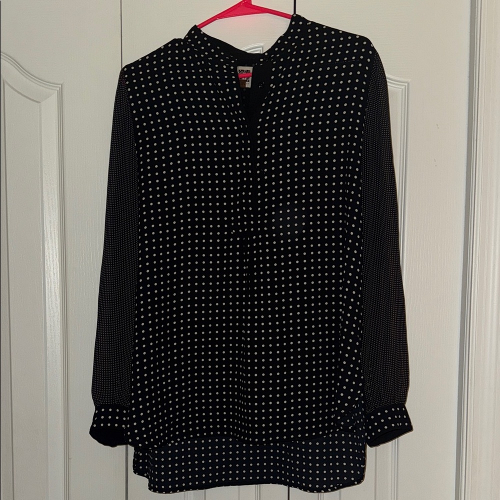 Anne Klein Black and White Dotted Blouse